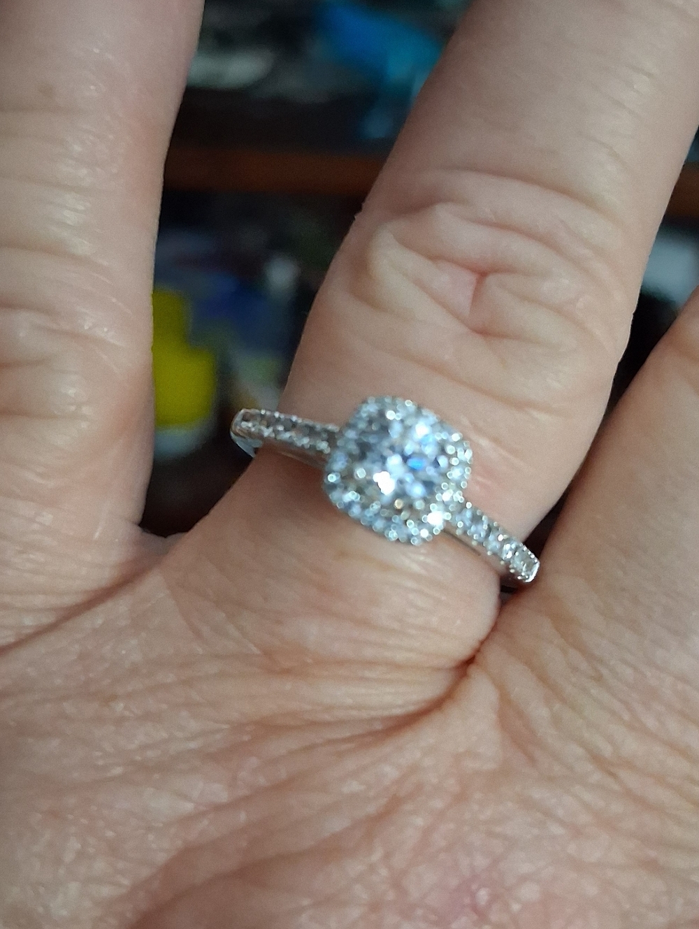 .75 Carat CZ Cluster Engagement Ring in Sterling Silver Size 8
